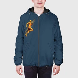 Куртка с капюшоном мужская Золотой бегущий человек, цвет: 3D-черный — фото 2
