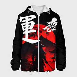 Мужская куртка Японский самурай и красная луна