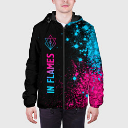 Куртка с капюшоном мужская In Flames - neon gradient: по-вертикали, цвет: 3D-черный — фото 2
