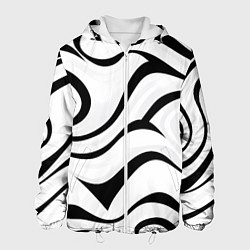 Куртка с капюшоном мужская Анималистическая абстракция зебры, цвет: 3D-белый