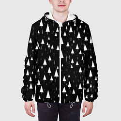 Куртка с капюшоном мужская Еловый лес ночью, цвет: 3D-белый — фото 2