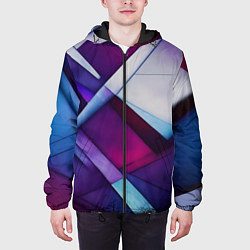 Куртка с капюшоном мужская Геометрическая абстракция - нейросеть, цвет: 3D-черный — фото 2