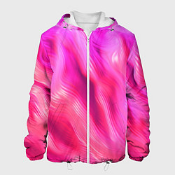 Куртка с капюшоном мужская Pink abstract texture, цвет: 3D-белый
