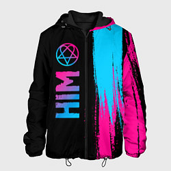 Куртка с капюшоном мужская HIM - neon gradient: по-вертикали, цвет: 3D-черный
