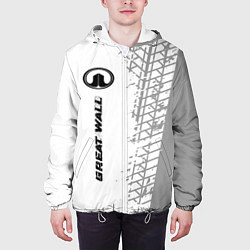 Куртка с капюшоном мужская Great Wall speed на светлом фоне со следами шин: п, цвет: 3D-белый — фото 2