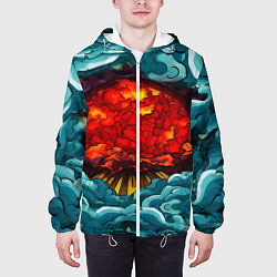 Куртка с капюшоном мужская Ядерный хаос в витраже, цвет: 3D-белый — фото 2