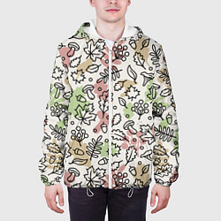Куртка с капюшоном мужская Осень - бежевый, цвет: 3D-белый — фото 2
