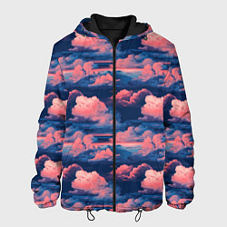 Куртка с капюшоном мужская Волшебные сине розовые облока, цвет: 3D-черный