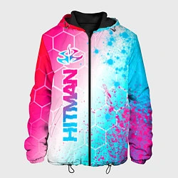 Куртка с капюшоном мужская Hitman neon gradient style: по-вертикали, цвет: 3D-черный