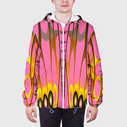 Куртка с капюшоном мужская Розовый бабочкин мотив, цвет: 3D-белый — фото 2