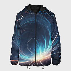 Куртка с капюшоном мужская Космический абстрактный узор - нейросеть, цвет: 3D-черный