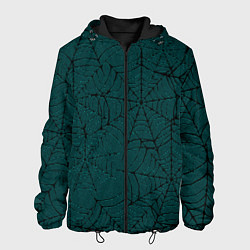 Куртка с капюшоном мужская Паутина тёмно-зелёный, цвет: 3D-черный