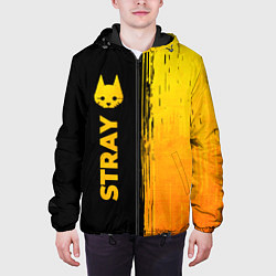 Куртка с капюшоном мужская Stray - gold gradient: по-вертикали, цвет: 3D-черный — фото 2