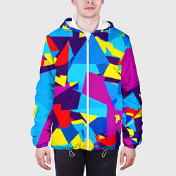 Куртка с капюшоном мужская Полигональная композиция - поп-арт - нейросеть, цвет: 3D-белый — фото 2