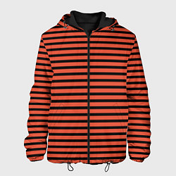 Куртка с капюшоном мужская Полосатый красно-оранжевый и чёрный, цвет: 3D-черный