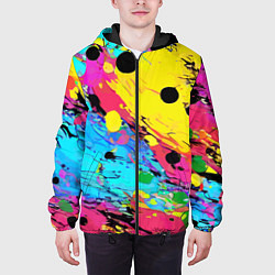 Куртка с капюшоном мужская Цветная абстракция - живопись, цвет: 3D-черный — фото 2