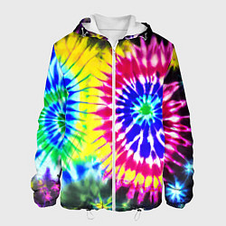 Куртка с капюшоном мужская Colorful floral composition - tie-dye, цвет: 3D-белый