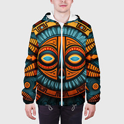 Куртка с капюшоном мужская Орнамент в африканском стиле, цвет: 3D-белый — фото 2