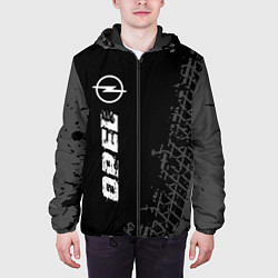 Куртка с капюшоном мужская Opel speed на темном фоне со следами шин: по-верти, цвет: 3D-черный — фото 2
