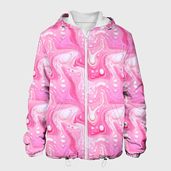 Куртка с капюшоном мужская Розовые разводы краски, цвет: 3D-белый