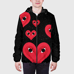Куртка с капюшоном мужская Космические сердца, цвет: 3D-черный — фото 2