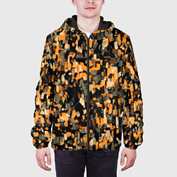 Куртка с капюшоном мужская Мазки коричневой краски, цвет: 3D-черный — фото 2