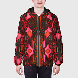 Куртка с капюшоном мужская Киберпанк неоновая броня красная, цвет: 3D-черный — фото 2
