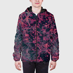 Куртка с капюшоном мужская Абстракция - аметистовый ирис, цвет: 3D-черный — фото 2