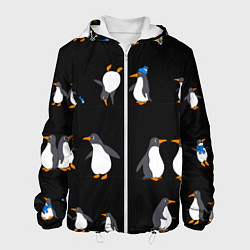 Куртка с капюшоном мужская Веселая семья пингвинов, цвет: 3D-белый