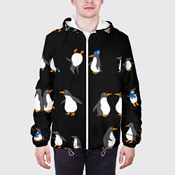 Куртка с капюшоном мужская Веселая семья пингвинов, цвет: 3D-белый — фото 2