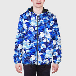 Куртка с капюшоном мужская Голубой цветник, цвет: 3D-черный — фото 2