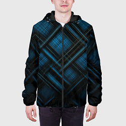 Куртка с капюшоном мужская Тёмно-синяя шотландская клетка, цвет: 3D-черный — фото 2