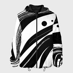 Куртка с капюшоном мужская Abstract black and white composition, цвет: 3D-черный