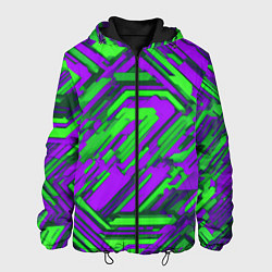 Мужская куртка Кибкрпанк полосы фиолетовые и зелёные