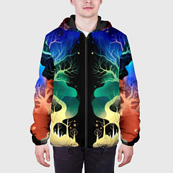 Куртка с капюшоном мужская Звёздная ночь в сказочном лесу, цвет: 3D-черный — фото 2