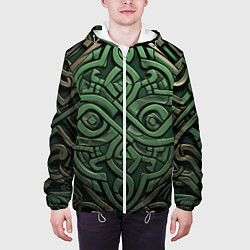 Куртка с капюшоном мужская Симметричный узор в ирландском стиле, цвет: 3D-белый — фото 2