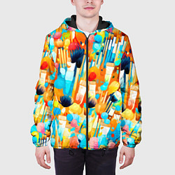 Куртка с капюшоном мужская Кисти художника, цвет: 3D-черный — фото 2