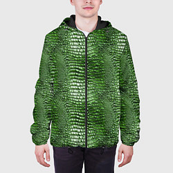 Куртка с капюшоном мужская Крокодилья кожа паттерн, цвет: 3D-черный — фото 2
