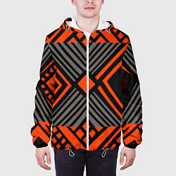 Куртка с капюшоном мужская Узор в этническом стиле племени масаев, цвет: 3D-белый — фото 2