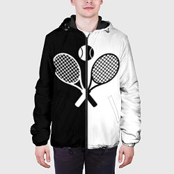 Куртка с капюшоном мужская Теннис - чёрно белое, цвет: 3D-черный — фото 2