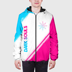 Куртка с капюшоном мужская Dark Souls neon gradient style вертикально, цвет: 3D-черный — фото 2