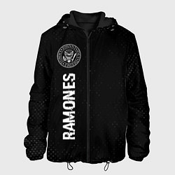 Куртка с капюшоном мужская Ramones glitch на темном фоне по-вертикали, цвет: 3D-черный