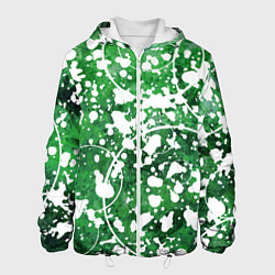 Куртка с капюшоном мужская Абстракция - круги на зелёном, цвет: 3D-белый