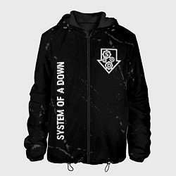 Куртка с капюшоном мужская System of a Down glitch на темном фоне вертикально, цвет: 3D-черный