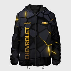 Куртка с капюшоном мужская Chevrolet - плиты с эффектом свечения, цвет: 3D-черный