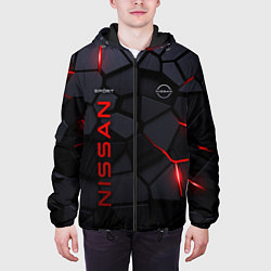 Куртка с капюшоном мужская Nissan - плиты с эффектом свечения, цвет: 3D-черный — фото 2