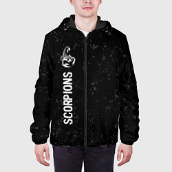 Куртка с капюшоном мужская Scorpions glitch на темном фоне по-вертикали, цвет: 3D-черный — фото 2