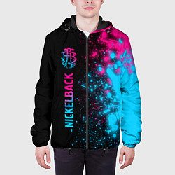 Куртка с капюшоном мужская Nickelback - neon gradient по-вертикали, цвет: 3D-черный — фото 2