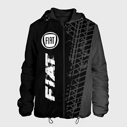 Куртка с капюшоном мужская Fiat speed на темном фоне со следами шин по-вертик, цвет: 3D-черный