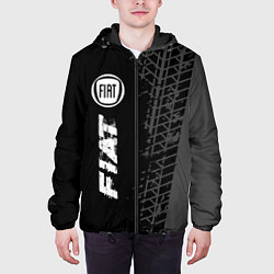 Куртка с капюшоном мужская Fiat speed на темном фоне со следами шин по-вертик, цвет: 3D-черный — фото 2